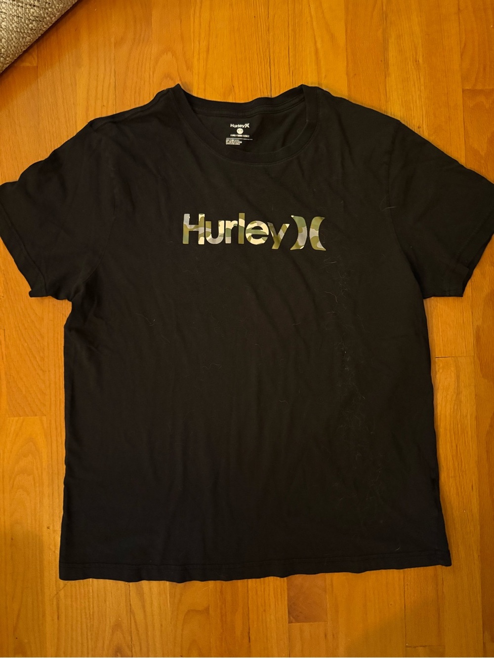 Hurley Black Tee with Camo Logo